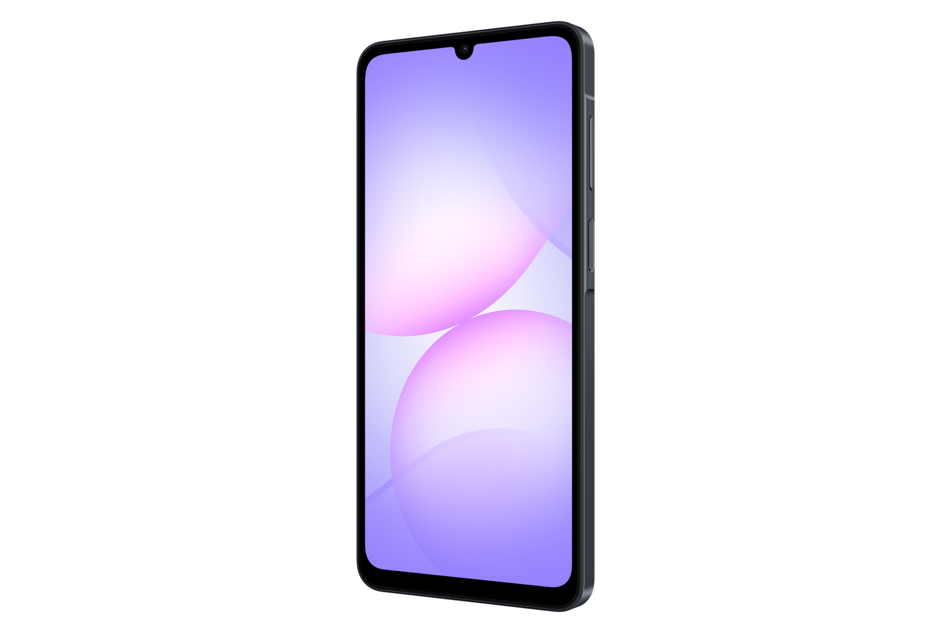 Tampilan Galaxy A07 dari depan kanan hitam
